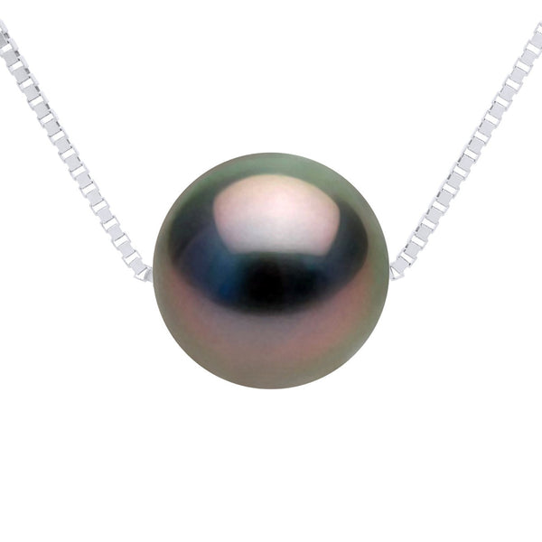 Collier Véritable Perle De Culture De Tahiti Ronde 9-10 Mm