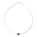 Collier Omega En Argent Rhodié 925 Millièmes Et Véritable Perle De Culture De Tahiti Ronde 9-10 Mm