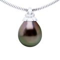 Collier Omega Véritable Perle De Culture De Tahiti Poire 9-10 Mm En Pendentif
