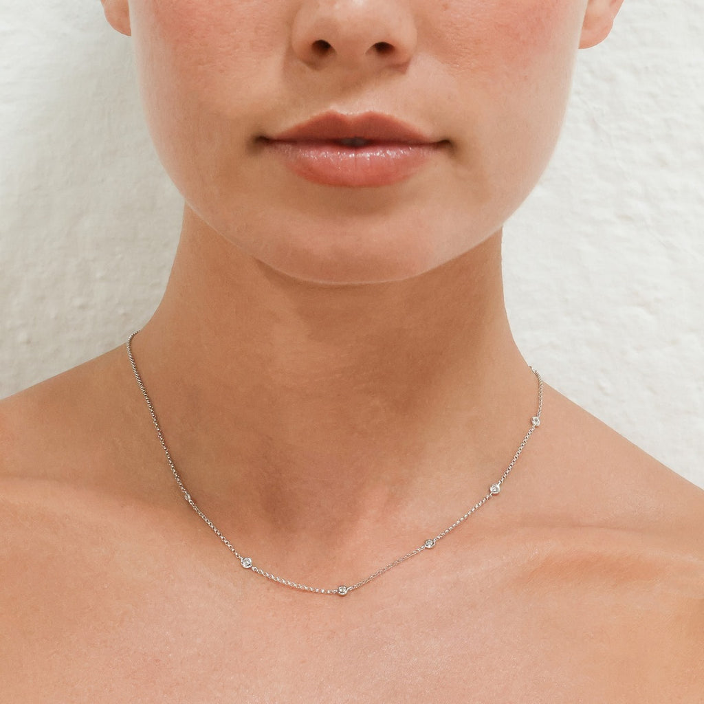 Collier "Sunshine" Diamants 0,22/7 - Or Blanc