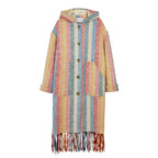 Manteau Stripe Blanket Fringe Hooded