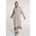 Manteau Stripe Blanket Fringe Hooded