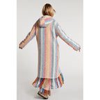 Manteau Stripe Blanket Fringe Hooded