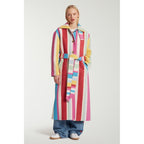 Manteau Funnnel Neck Striped