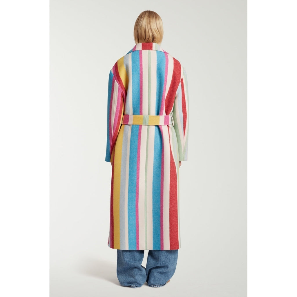 Manteau Funnnel Neck Striped