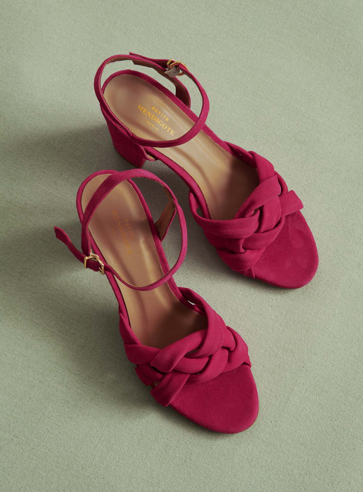 SANDALES A TALONS SUEDE ROSE COE PETITE MENDIGOTE