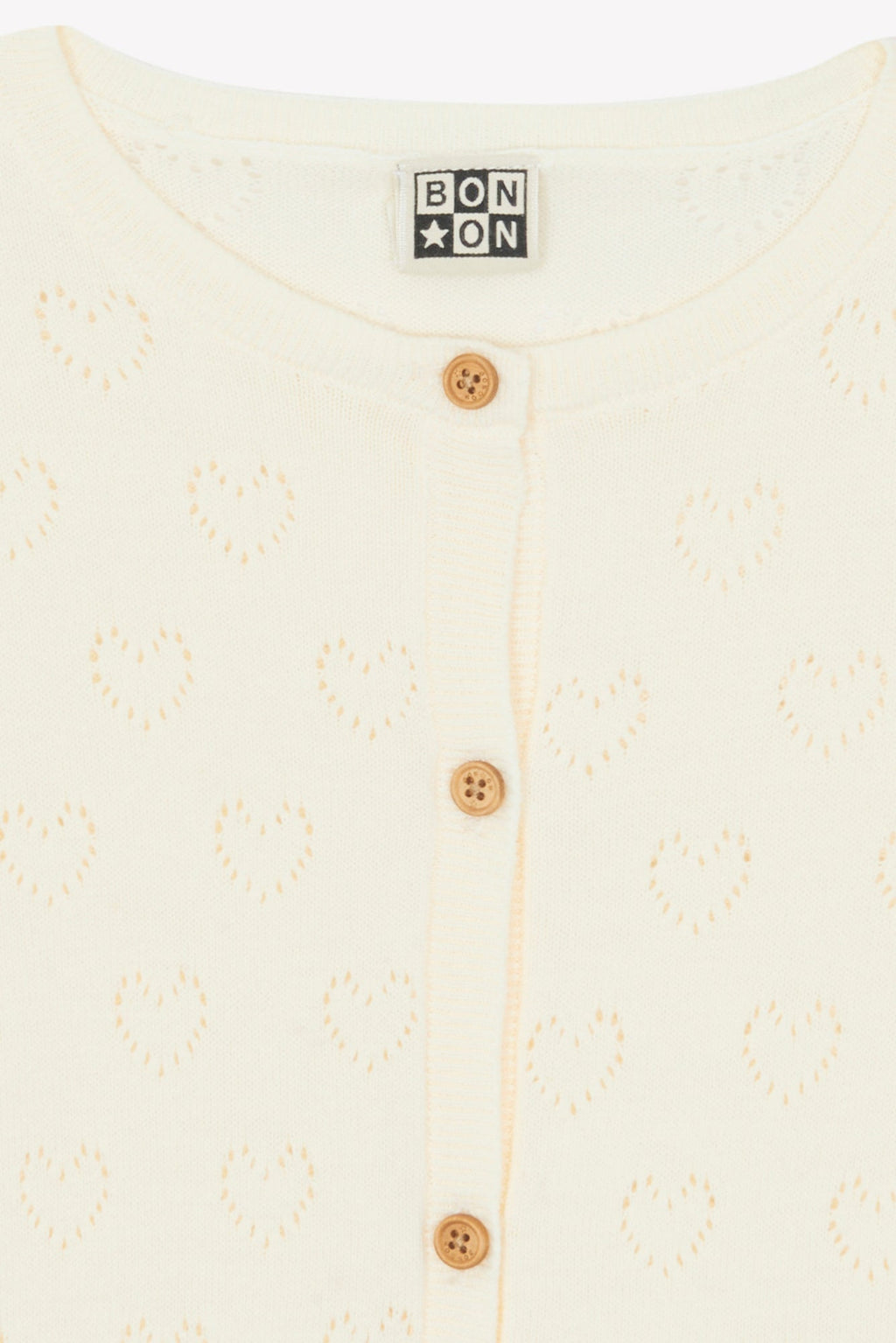 Cardigan - Beige À Coeur En Maille 100% Coton