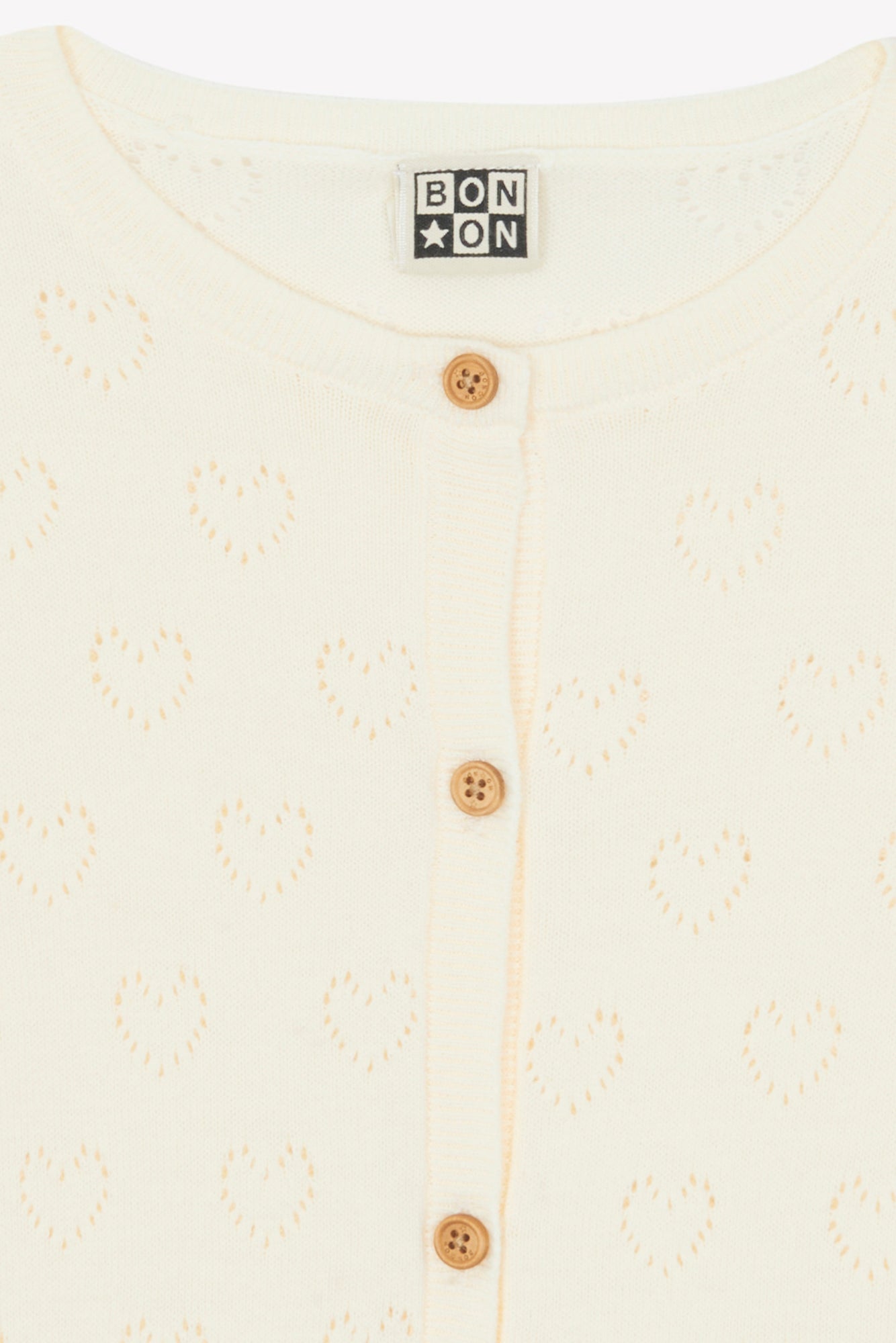 Cardigan - Beige À Coeur En Maille 100% Coton