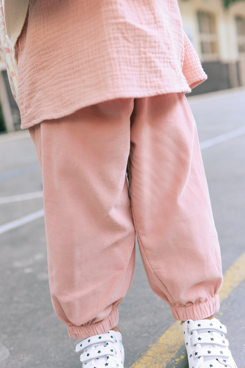 Pantalon - Biscotte En Velours Rose Clair
