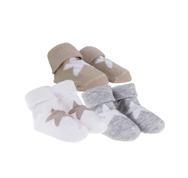 Lot De 3 Paires De Chaussettes À Étoiles Blanches/Grises/Beige