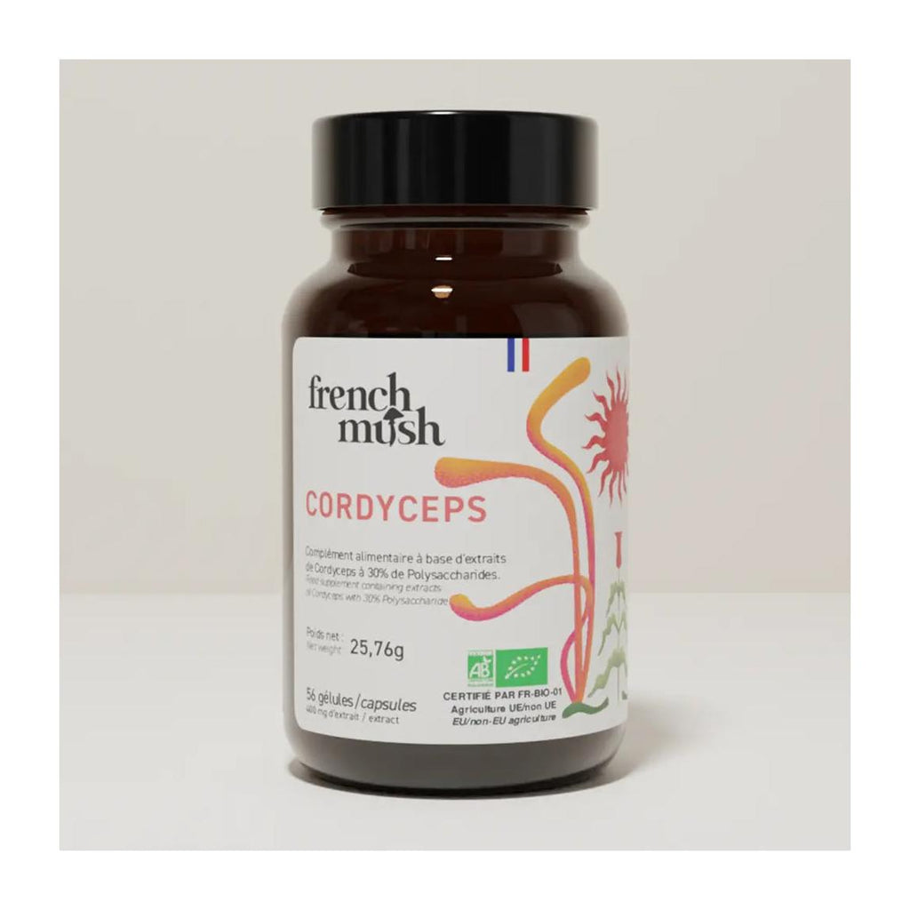 French Mush compléments alimentaires à base d'extraits de champignons médicinaux biologiques fabriqués en France Le Cordyceps Bio - gélules -
