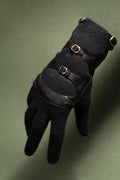 Gants Cory Maille Et Cuir Doublés Alpaga - Noir Tactile - Femme