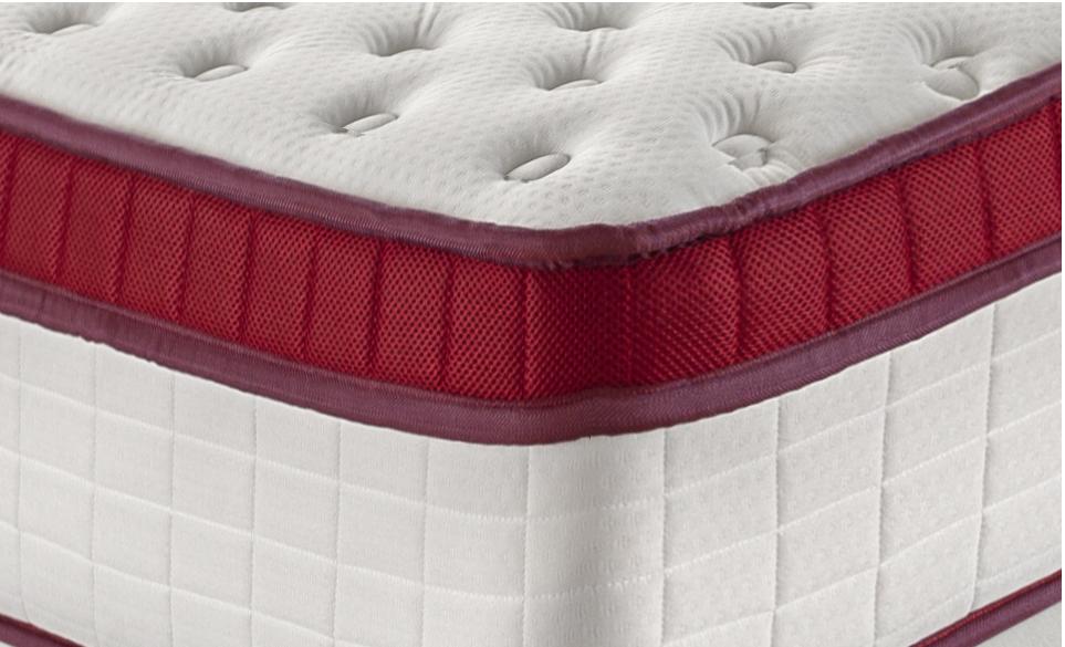 Castelnaud - Ensemble Matelas + Sommier - Blanc/Bordeaux
