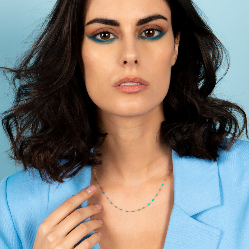 Collier "Amada Turquoise" - Or Jaune 375/1000