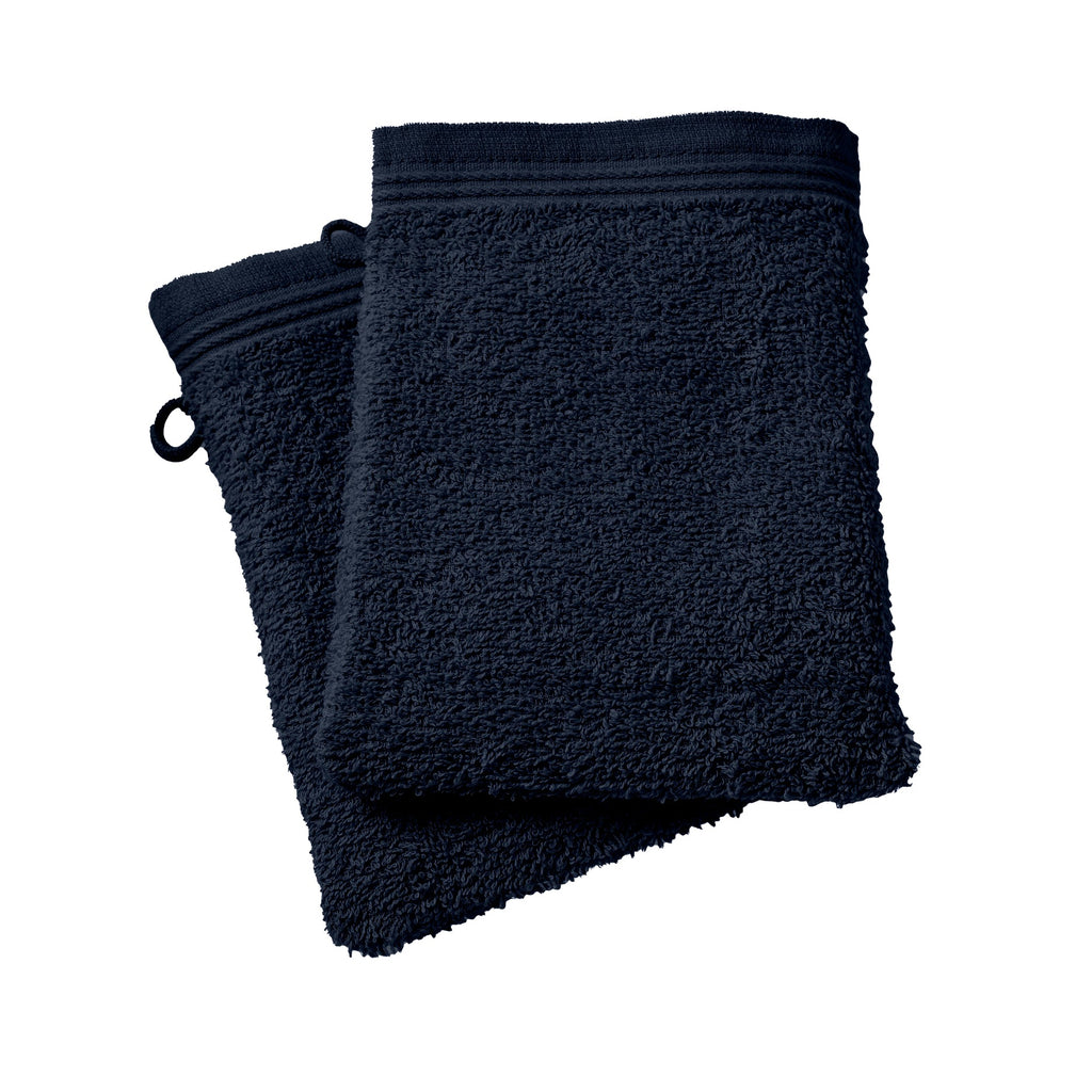 Lot De 2 Gants De Toilette "Spa" - 100% Coton - Bleu Nuit