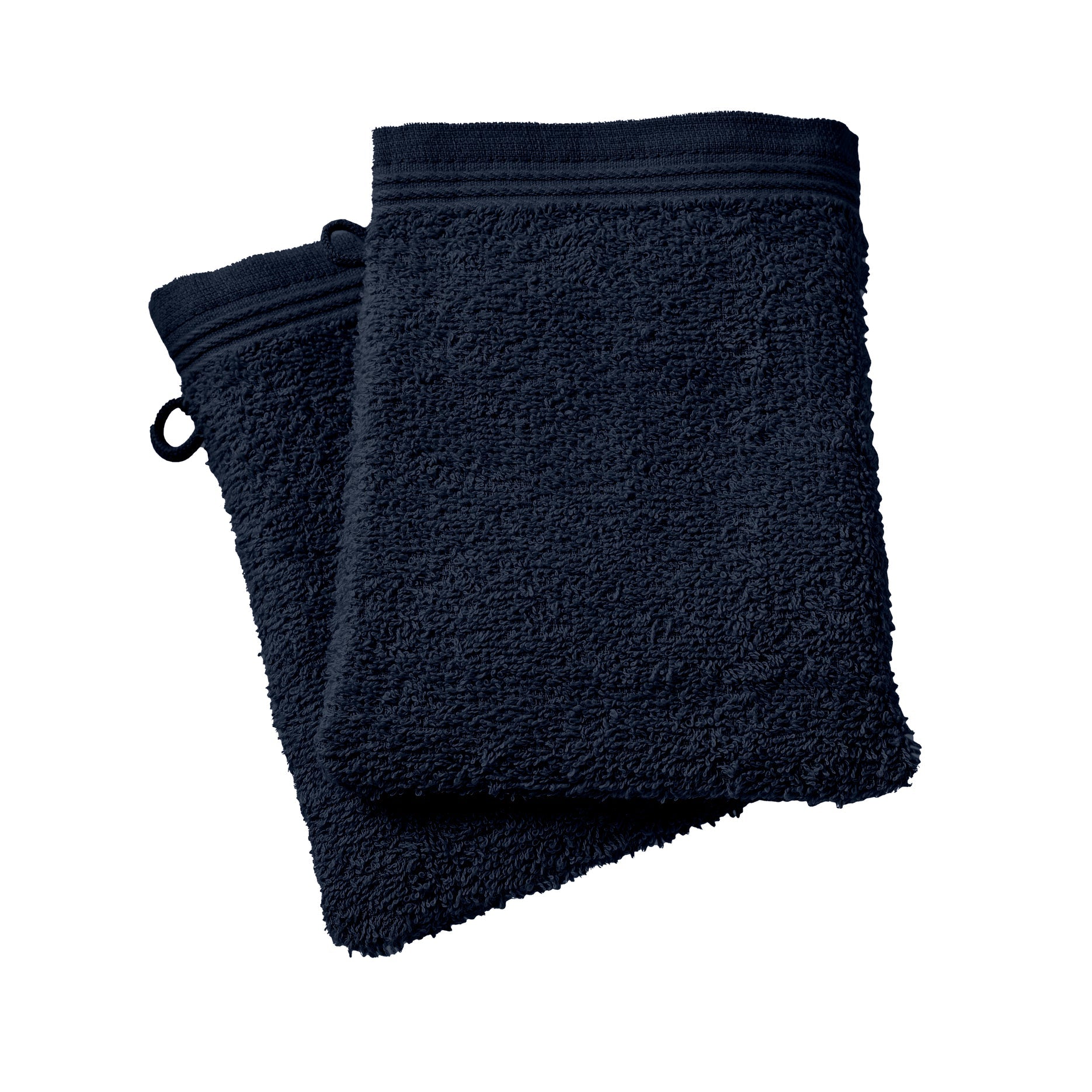Lot De 2 Gants De Toilette "Spa" - 100% Coton - Bleu Nuit