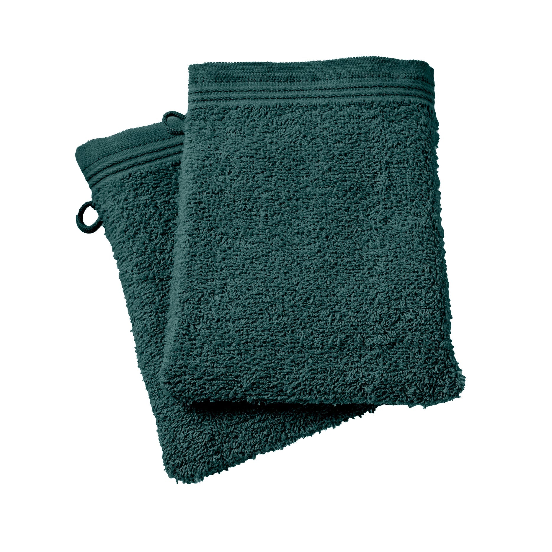 Lot De 2 Gants De Toilette "Spa" - 100% Coton - Emeraude