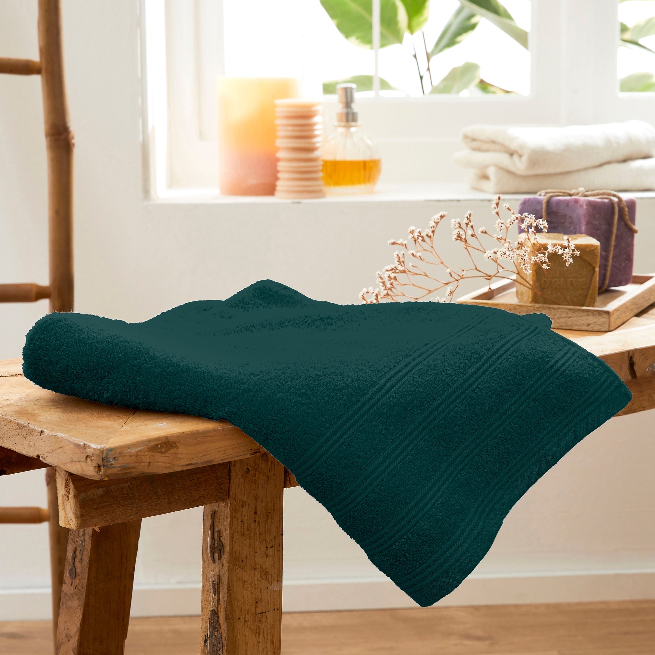 Drap De Douche "Spa" - 100% Coton - Emeraude