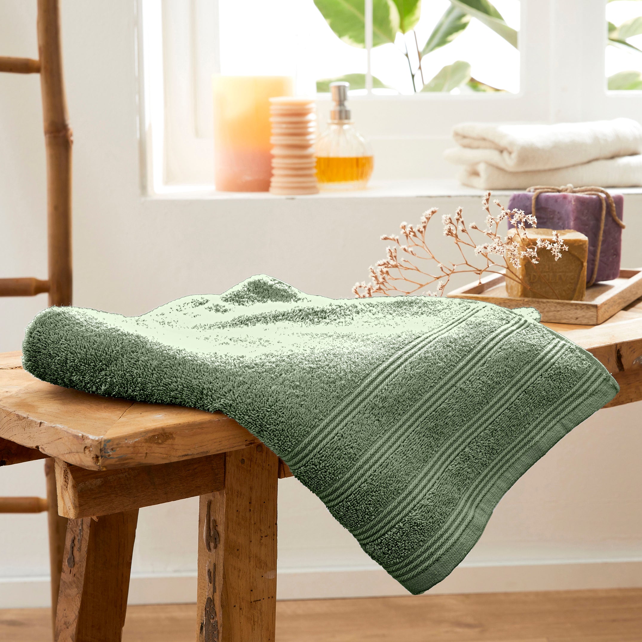 Drap De Douche "Spa" - 100% Coton - Romarin