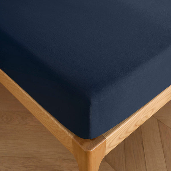 Drap Housse - 100% Coton - Bleu Nuit