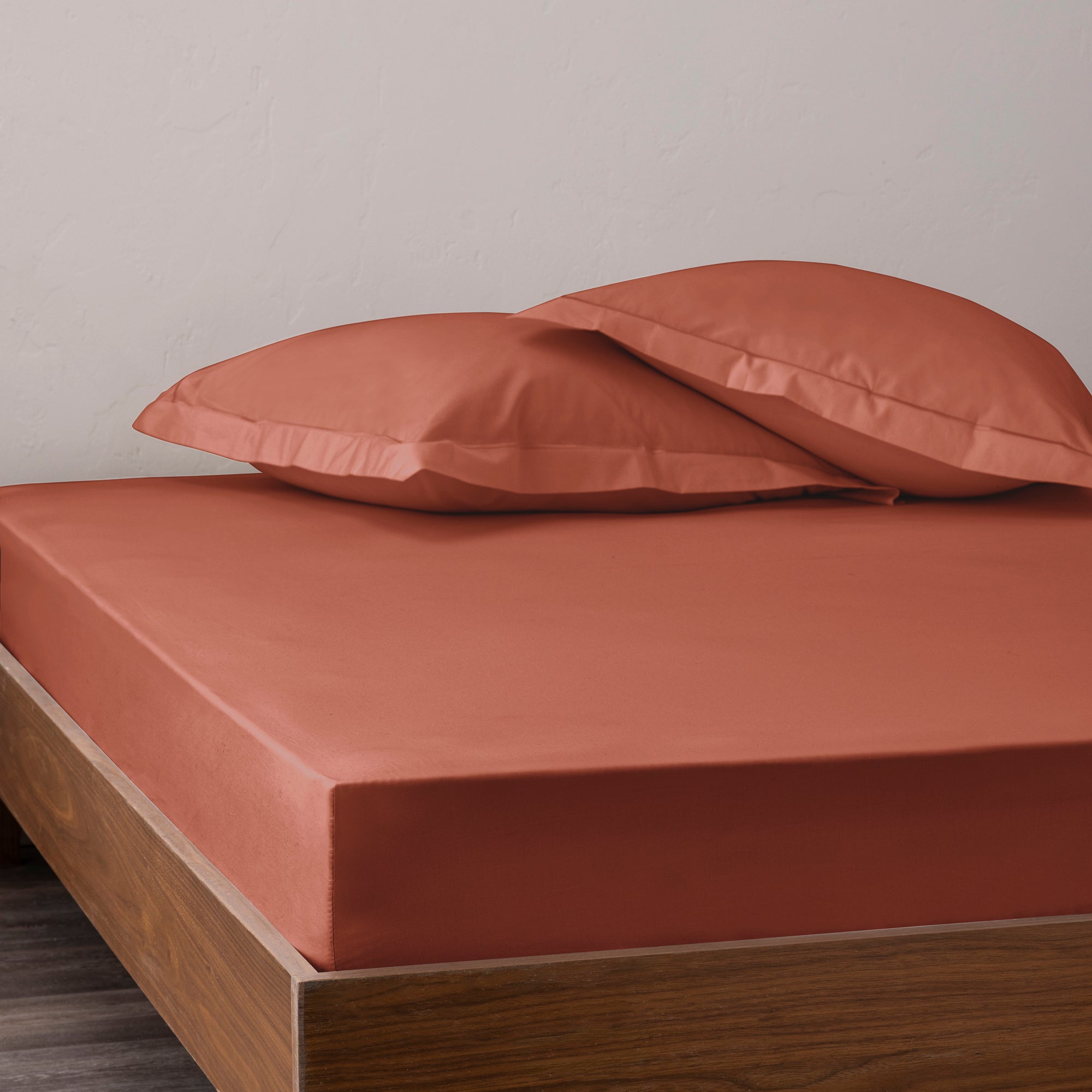 Drap Housse - 100% Percale Coton - Terracotta
