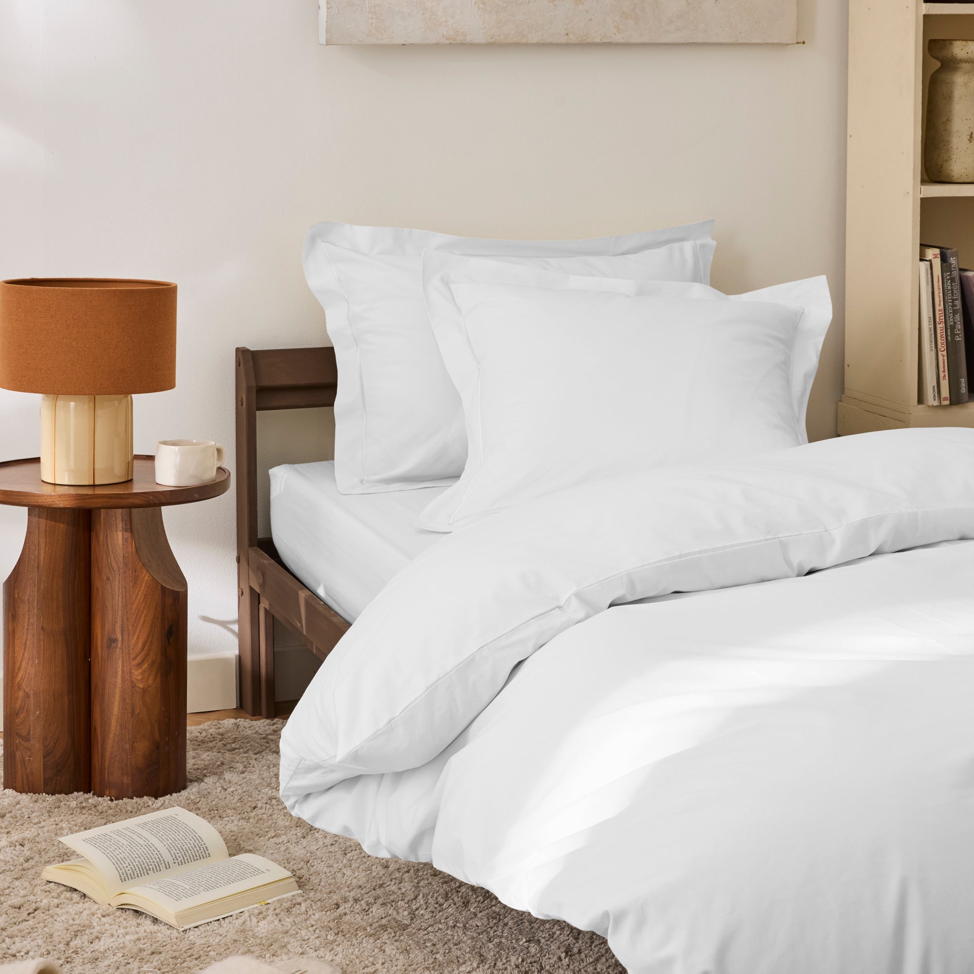 Drap Housse - 100% Percale Coton - Neige