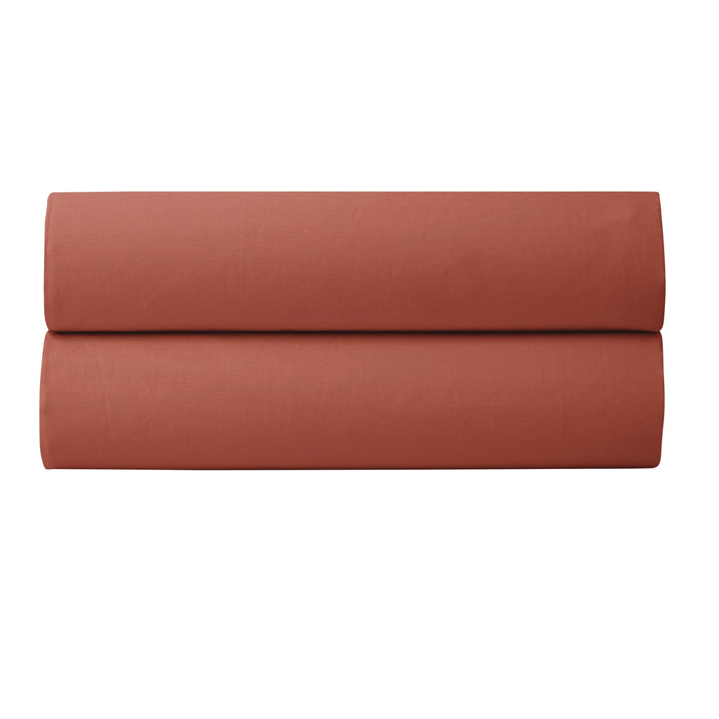 Drap Housse - 100% Percale Coton - Terracotta