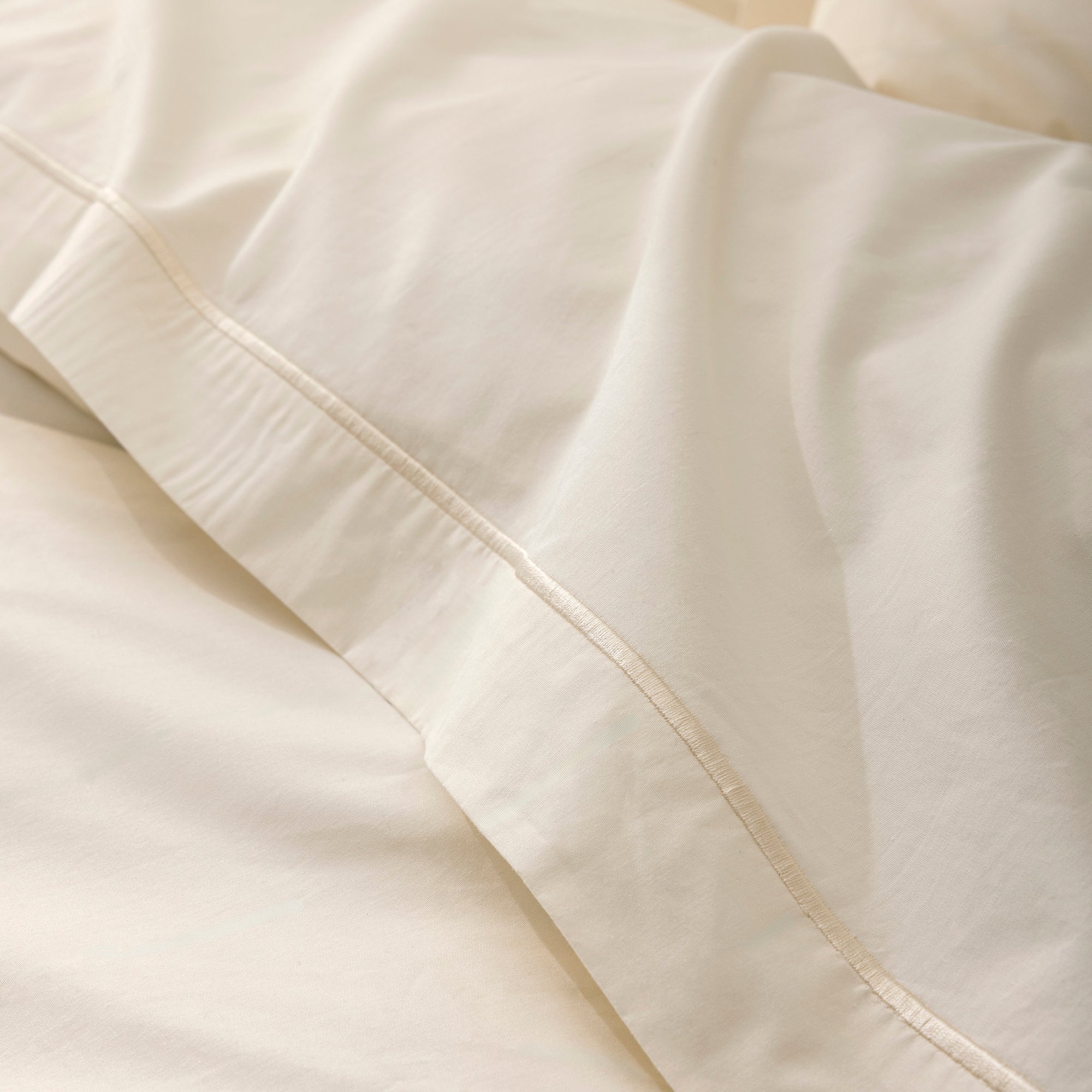 Drap Plat - 100% Percale Coton - Ivoire