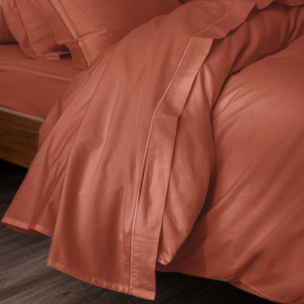 Drap Plat - 100% Percale Coton - Terracotta