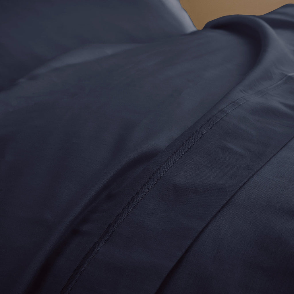 Drap Plat "Prestige" - Satin De Coton - Bleu Velours