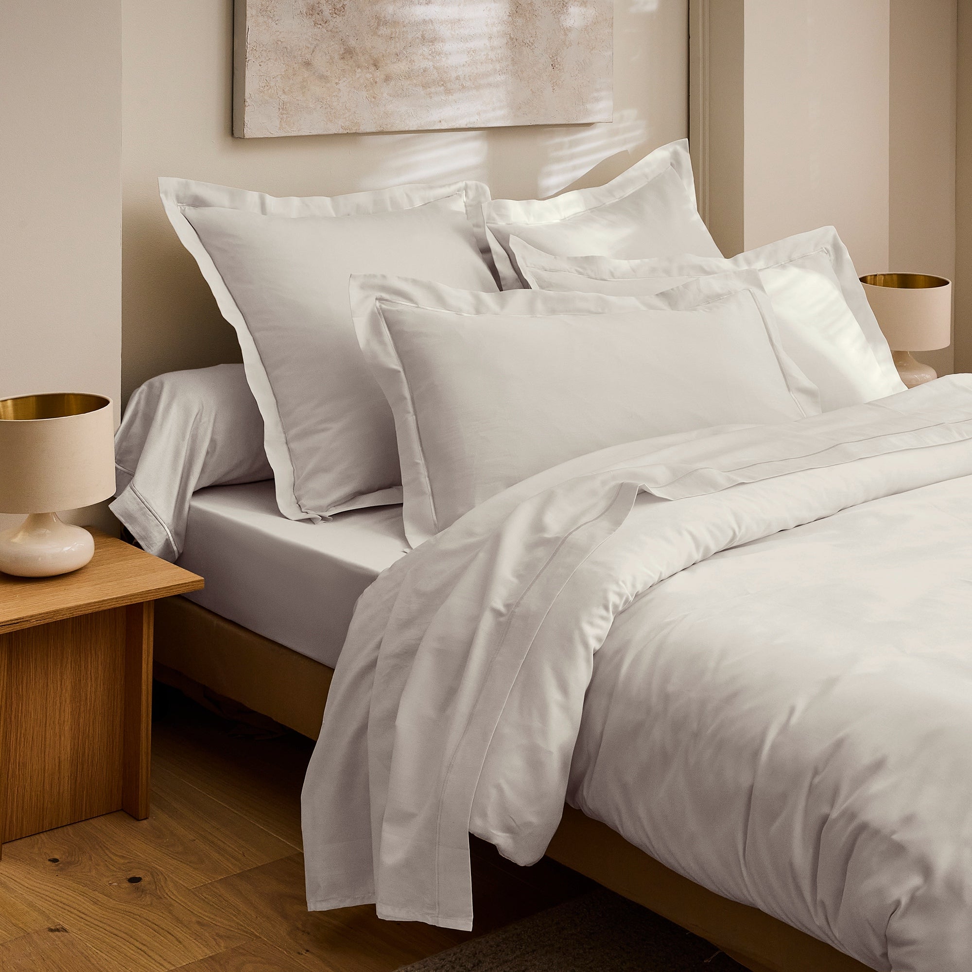 Drap Plat "Prestige" - Satin De Coton - Sable