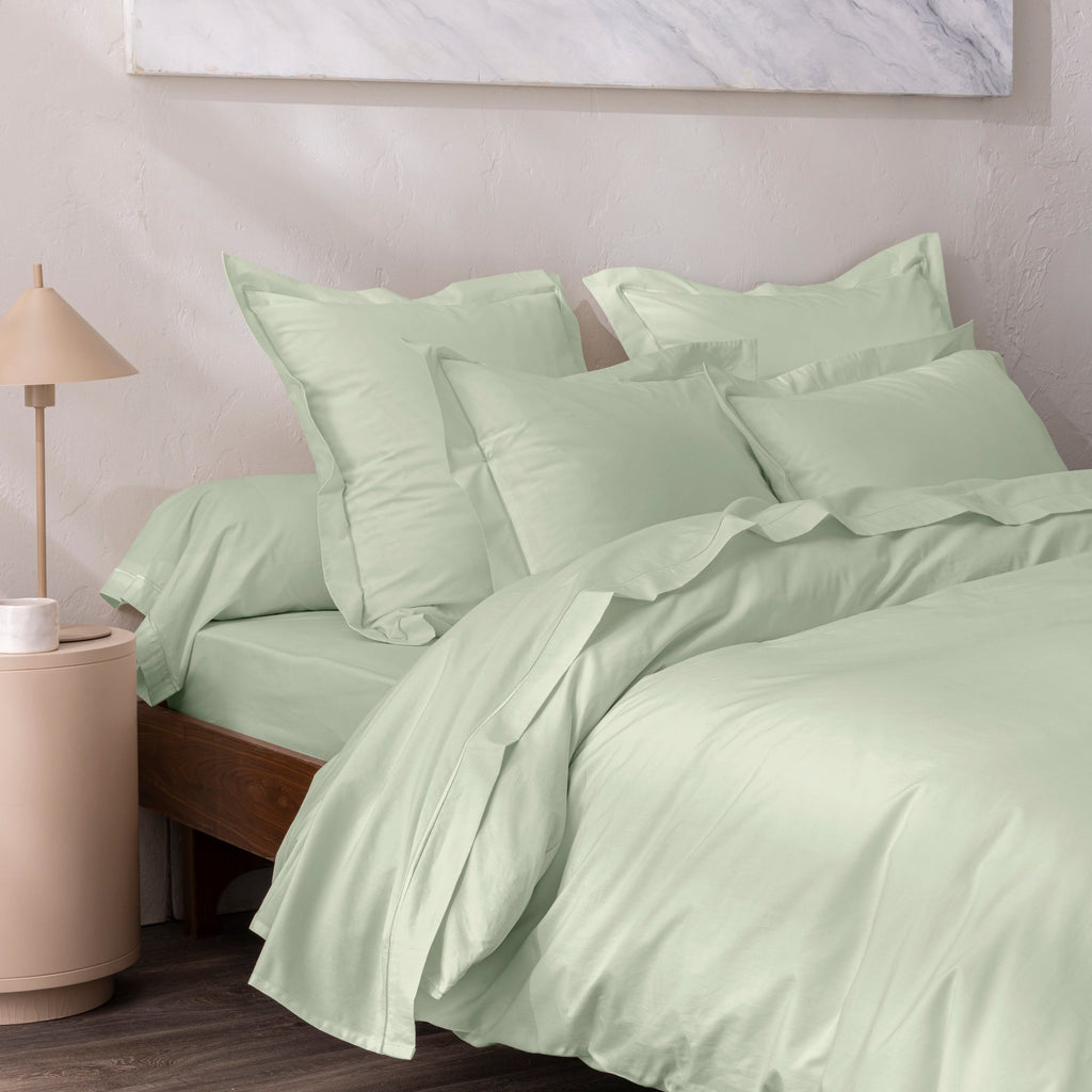 Housse De Couette - 100% Percale Coton - Vert D'Eau