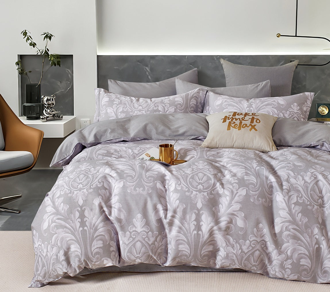 Parure De Couette "Imprimé Double Face" + 2 Taies D'Oreiller - 100% Percale Pur Coton - Neo Paisley