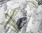 Parure De Couette Imprimé Double Face + 2 Taies D'Oreiller Volant Plat Piqué - 100% Percale Pur Coton Peigné