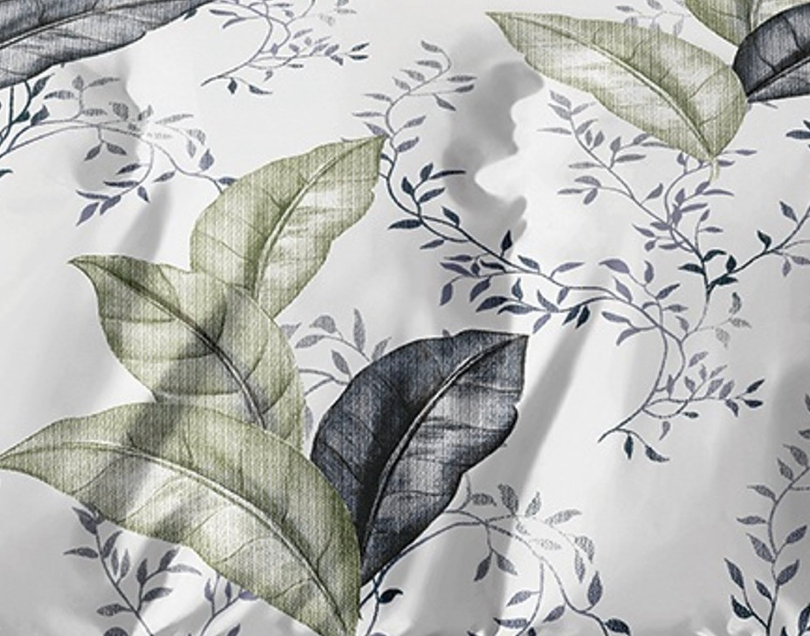 Parure De Couette Imprimé Double Face + 2 Taies D'Oreiller Volant Plat Piqué - 100% Percale Pur Coton Peigné