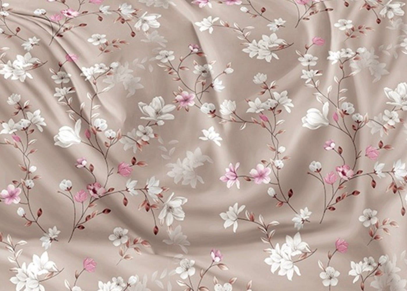 Parure De Couette Imprimé Double Face + 2 Taies D'Oreiller Volant Plat Piqué - 100% Percale Pur Coton Peigné