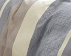 Parure De Couette Imprimé Double Face + 2 Taies D'Oreiller Volant Plat Piqué - 100% Percale Pur Coton Peigné