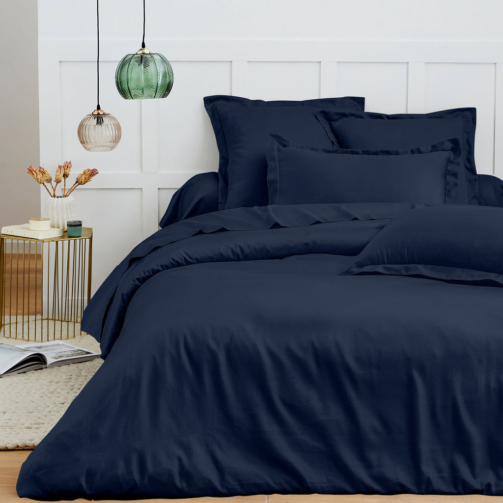 Housse De Couette - 100% Coton - Bleu Nuit