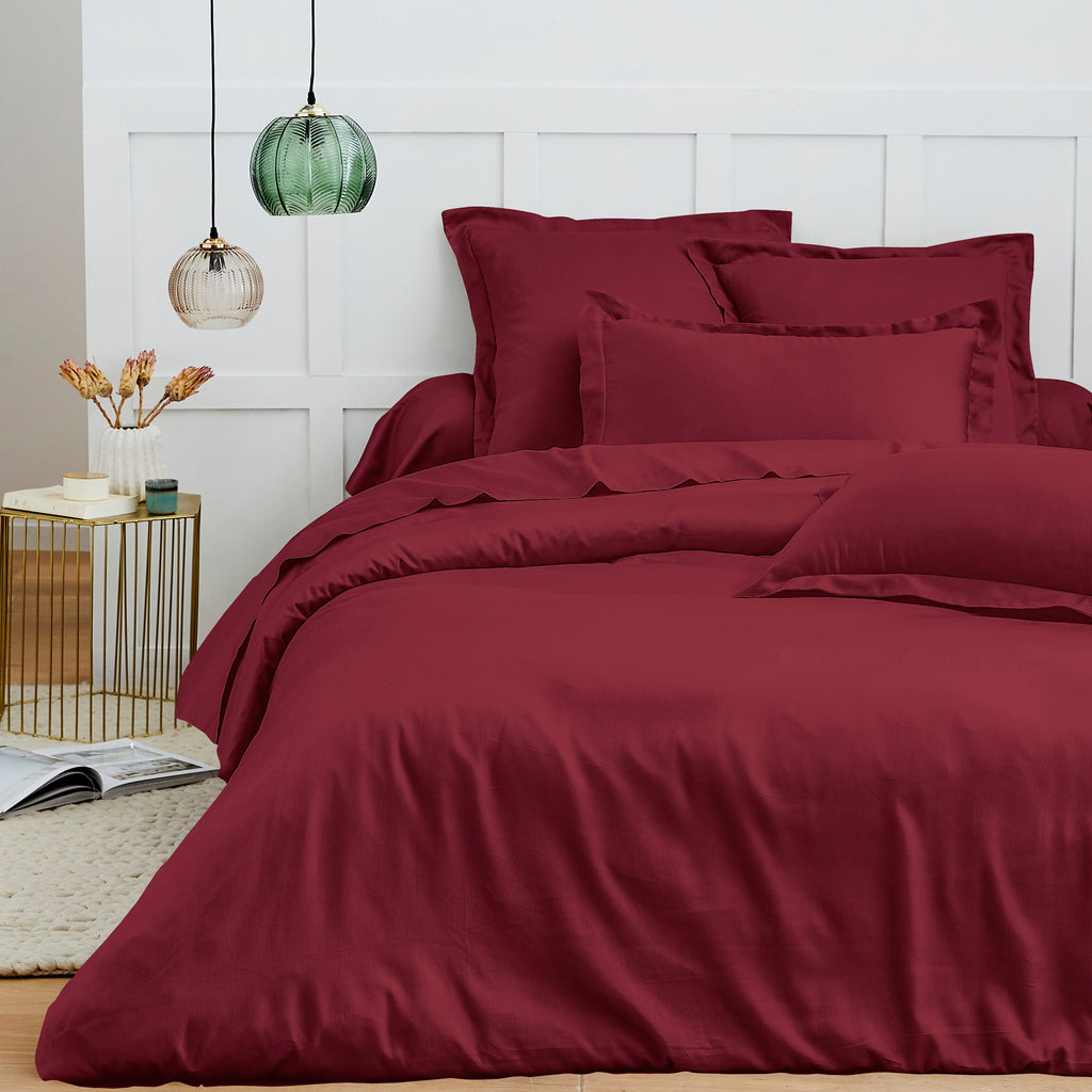 Housse De Couette - 100% Coton - Grenat
