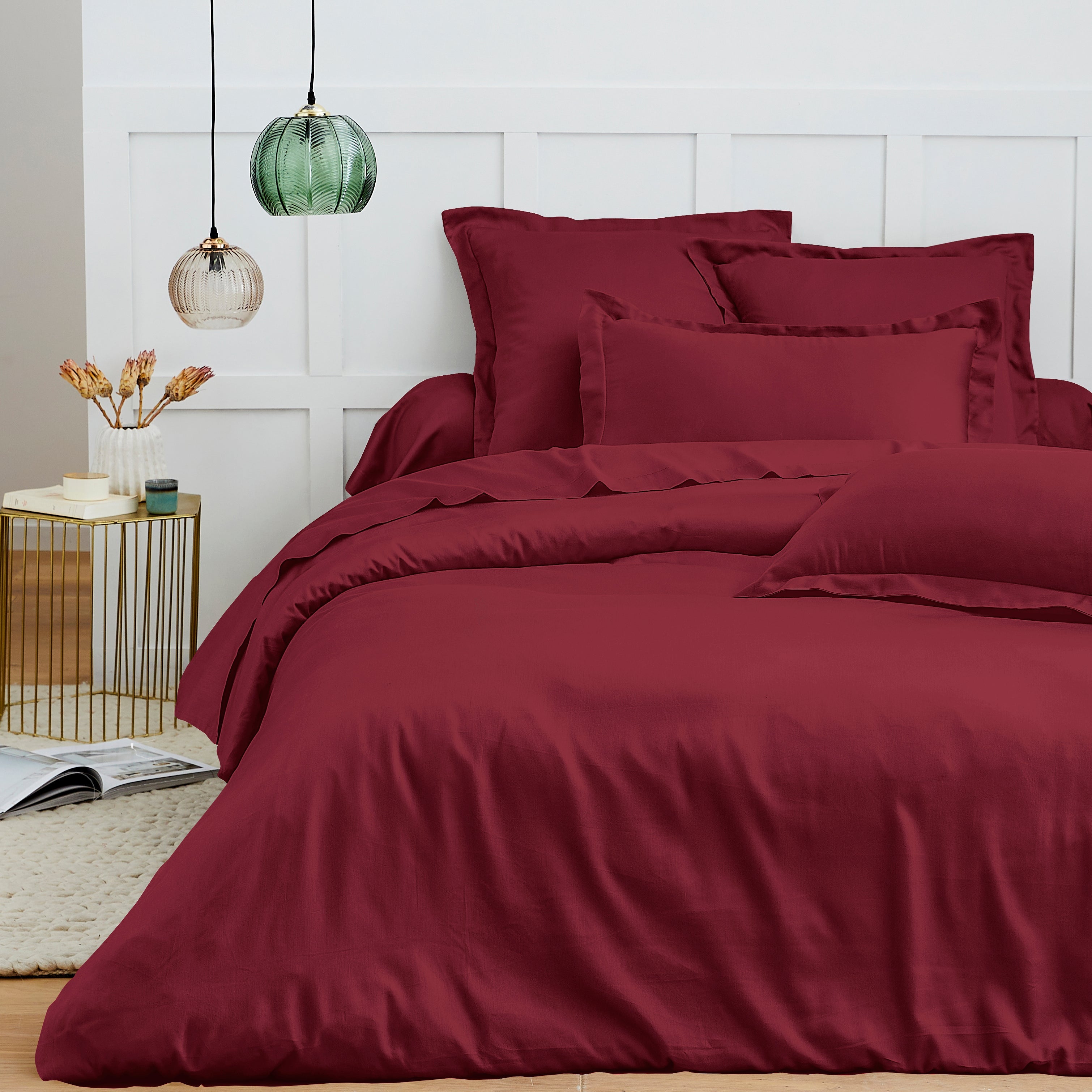 Housse De Couette - 100% Coton - Grenat