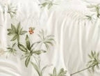 Parure De Couette Imprimé Double Face + 2 Taies D'Oreiller Volant Plat Piqué - 100% Percale Pur Coton Peigné