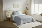 Parure De Couette 2 Pièces Réversible - 100% Coton - Nuage/Menthe