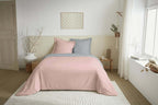 Parure De Couette 3 Pièces Réversible - 100% Coton - Rose/Nuage