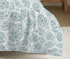 Pack Complet Imprimé (Housse De Couette + Taie(s) + Drap Housse) - 100% Coton 57 Fils - Agathe Celadon