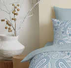Pack Complet Imprimé (Housse De Couette + Taie(s) + Drap Housse) - 100% Coton 57 Fils - Cashemire Bleu