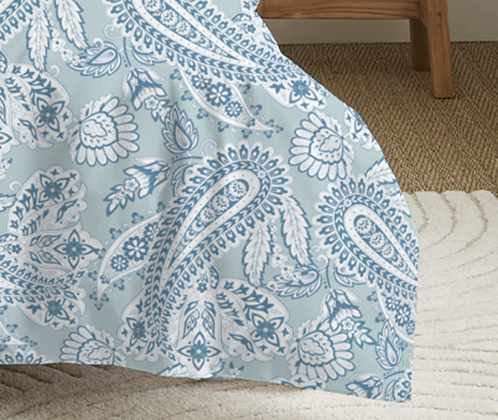 Pack Complet Imprimé (Housse De Couette + Taie(s) + Drap Housse) - 100% Coton 57 Fils - Cashemire Bleu