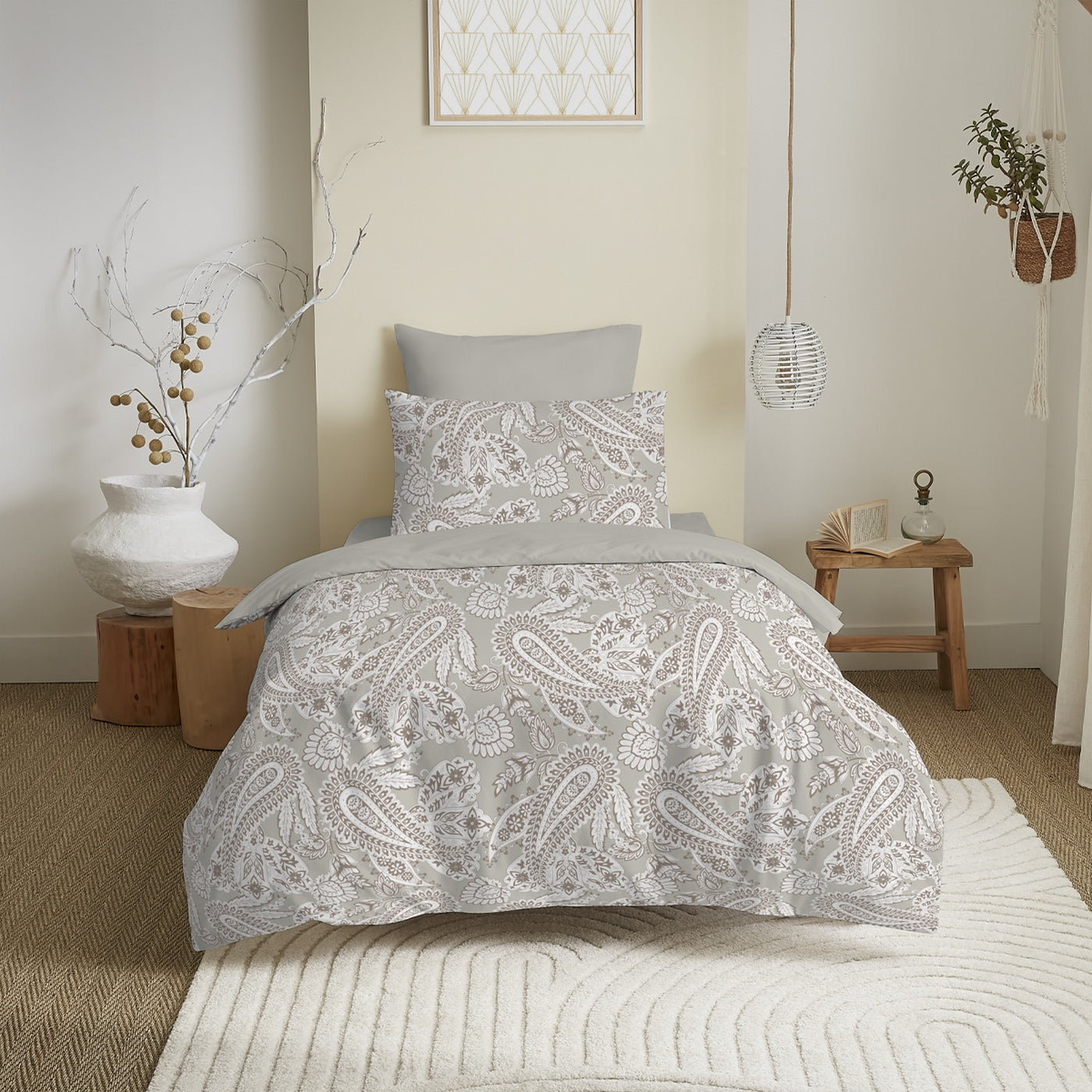 Pack Complet Imprimé (Housse De Couette + Taie(s) + Drap Housse) - 100% Coton 57 Fils - Cashemire Naturel