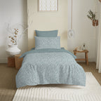 Pack Complet Imprimé (Housse De Couette + Taie(s) + Drap Housse) - 100% Coton 57 Fils - Celeste Glacier