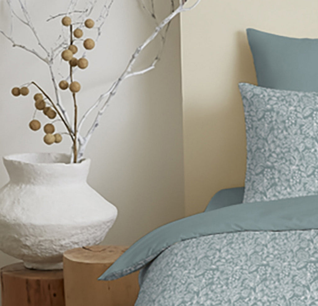 Pack Complet Imprimé (Housse De Couette + Taie(s) + Drap Housse) - 100% Coton 57 Fils - Celeste Glacier