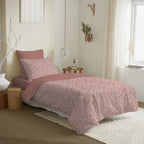 Pack Complet Imprimé (Housse De Couette + Taie(s) + Drap Housse) - 100% Coton 57 Fils - Celeste Pêche